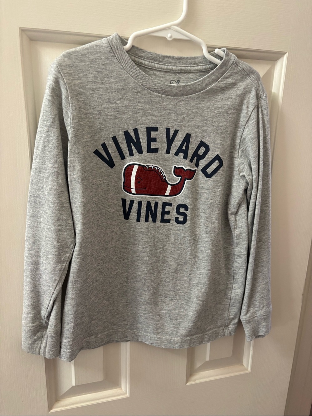 Vineyard Vines Gray Tee with football whale